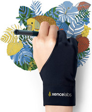 Drawing Glove, Breathable Artist Glove for Drawing Tablet, Two Fingers for Left
