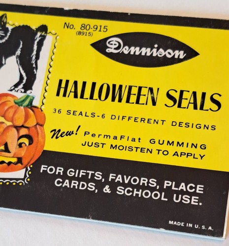 Vintage Dennison HALLOWEEN SEALS No. 80-915 Booklet of 36 Seals 6 Designs NOS - 第 4/6 張圖片