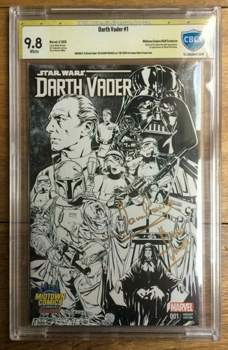 Darth Vader #1 Midtown B&W Variant 1st Krrsantan  Signed David Prowse CBCS 9.8
