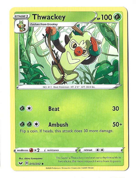 THWACKEY - 13/202 – Pokemon Sword & Shield - Base Set - NM