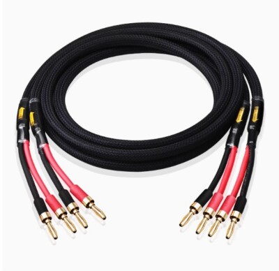 Canare 4S11 OFC Silver Plated Audio Speaker Cable 2 to 2 Banana Y Spade Plug DIY