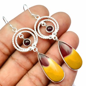 Mookaite-Jasper-Pink-Rubellite-Solid-925-Sterling-Silver-Earring-Jewelry-SE-148