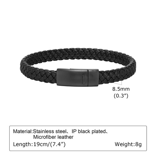 Vnox Personlized Custom Woven Microfiber Leather Bracelet for Men Boys Gifts - Picture 14 of 15