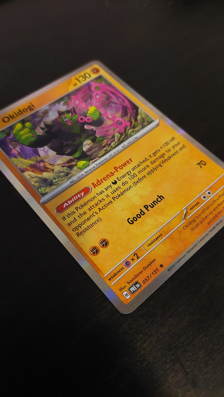 Okidogi 57/131 Non-Holographic Prerelease Pokemon card