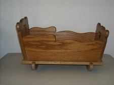 Letto a dondolo vintage legno rovere bambino/bambola 17" rustico arredamento casale