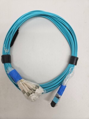 ***NEW*** FS MPO/MTP 3M 12F to 6XLC FIBER OPTIC BREAKOUT CABLE AQUA!!!