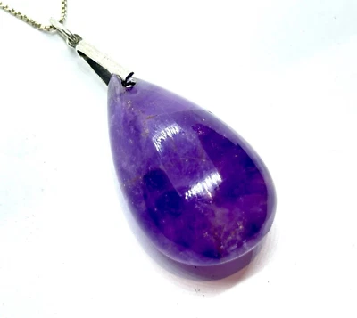 Antique 1920's Art Deco Silver  Mounted Amethyst Pendant Necklace - Image 1 of 4
