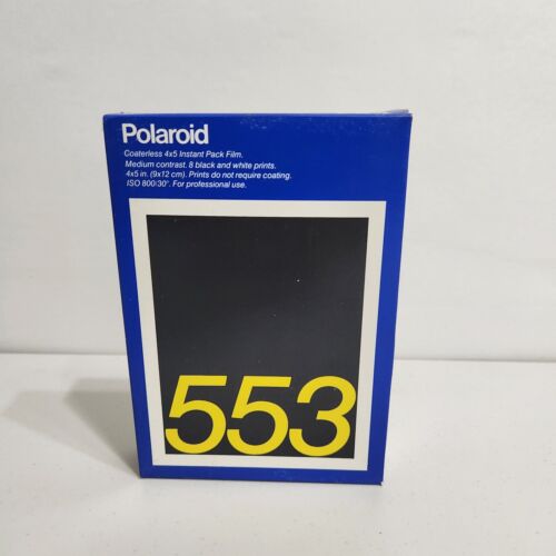 POLAROID 553 TYPE 4x5 INSTANT PACK FILM 8 CT BLACK & WHITE UNOPENED BOX EXPIRED - Picture 1 of 7