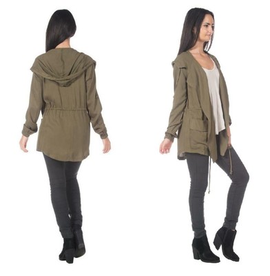 hooded cargo drawstring anorak jacket