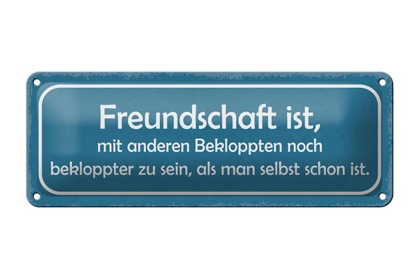 Blechschild Spruch 27X10 Cm Freundschaft Noch Bekloppter Deko Schild Tin Sign-image