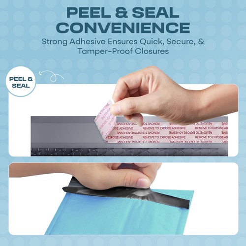 Light Blue Poly Bubble Mailers 8.5x12 inch #2 | Self Seal Padded Envelopes | Cus - Afbeelding 3 van 9