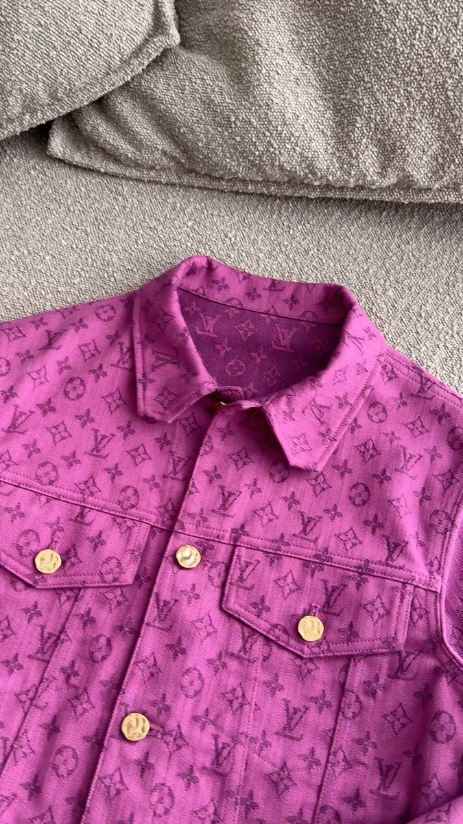 Men's Authentic LOUIS VUITTON Monogram Denim Trucker Jacket RARE