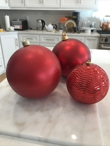 7” ADORNOS BOLA ROJA MATE (2)-& 1 Grande 5.5” Jumbo Grande Navidad NUEVO RAZ Set/3 - Imagen 6 de 9