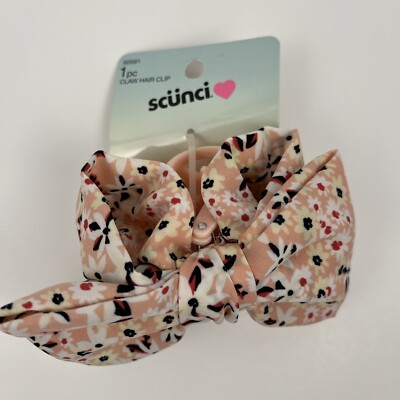 Scunci Bow Claw Hair Clip 60591 Pink Floral  All Hair Types
