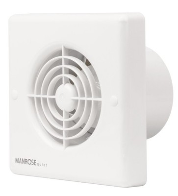 Manrose QF100T Leise Dunstabzugshaube mit Timer für 4'' 100mm Badkanal - Weiß