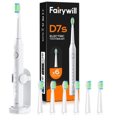 Fairywill Sonic Rechargeable Electric Toothbrush with 6 Brush Heads for Adults