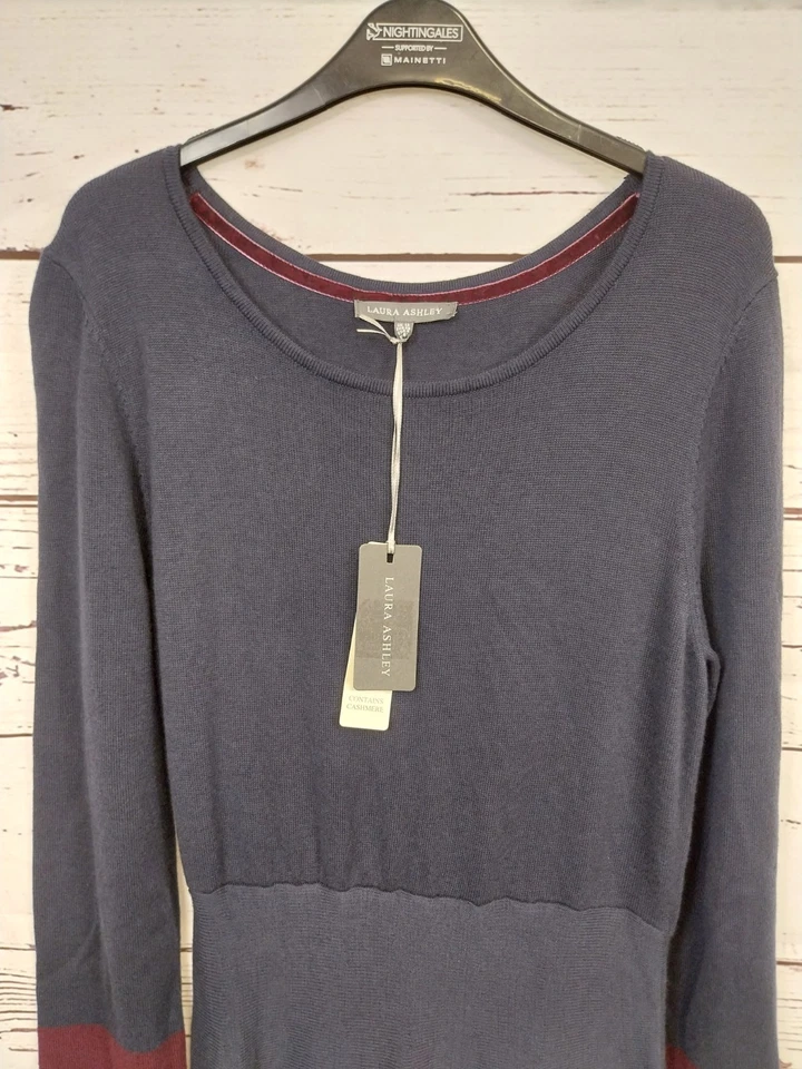 Laura Ashley Dress - Cashmere Blend - Navy/Morello - UK 12 - BNWT - RRP £80 - Image 2 of 4