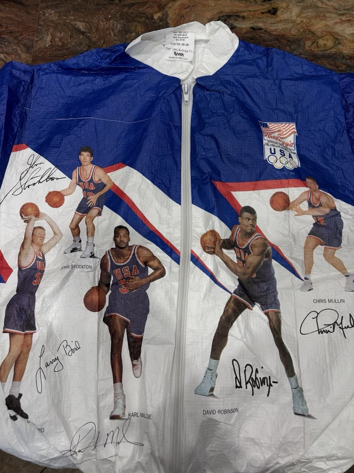 1992 Олимпийский баскетбол мечта команды куртка Kellogg's Tyvek молодежи размер 26-28 - Изображение 3 из 4