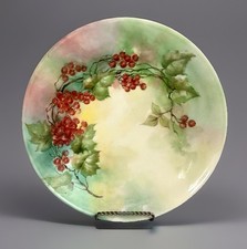 Antique T&V Tressemann Vogt Limoges France Plate 9.25” Hand Painted Red Currant