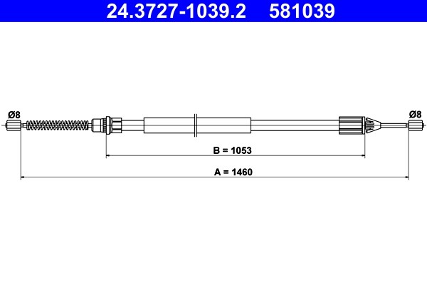 Rear ATE 24.3727-1039.2 Cable Pull, parking brake for RENAULT
