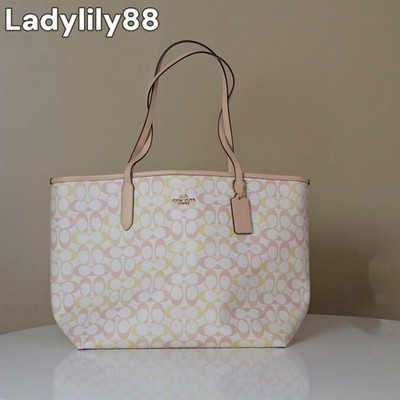 Coach CDZ04 City Tote Bag In Signature Canvas Smooth Leather Chalk