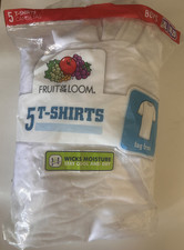 FRUIT of the LOOM Pack of 5 WHITE T-SHIRTS Boys Size XL - 18-20