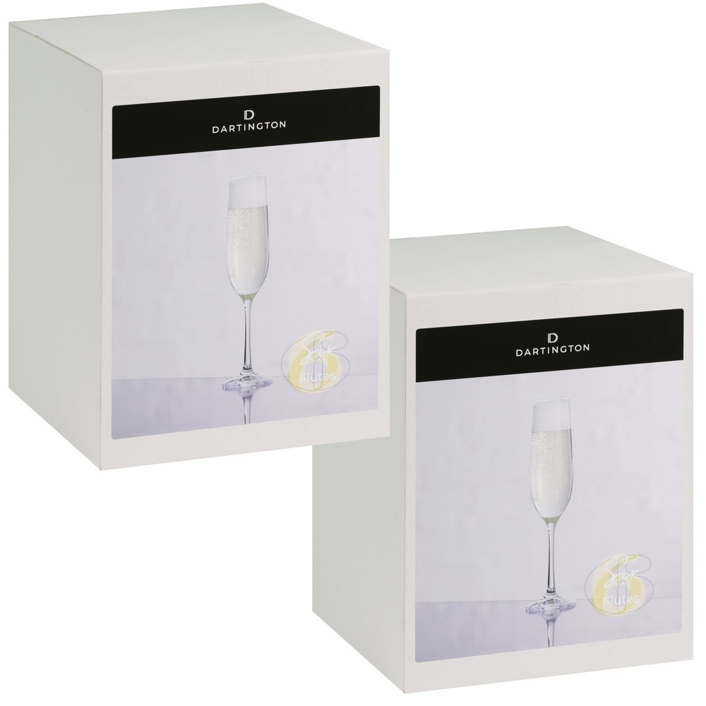 Dartington Set of 12 Champagne Flutes Twin Pack Elegant Glassware Party Pack
