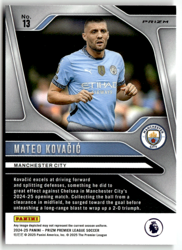 2024-25 Panini Prizm Premier League No. 13 Mateo Kovacic Pink Mosaic Prizm - Bild 2 von 2