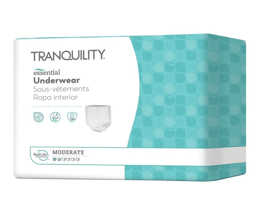 TRANQUILITY 100 Essential Adult Absorbent Underwear Moderate Protection SZ XL