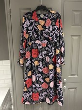 Barbour Nahla midi floral dress size 8 Mock Wrap Long Sleeve