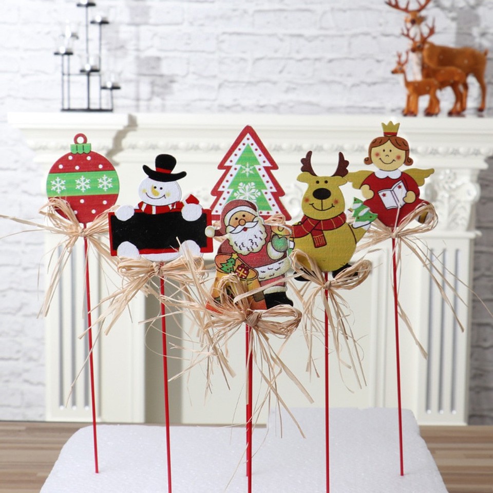 6Pcs Assorted Color Bamboo Cake Picks Decorative Sticks Reusable for ...