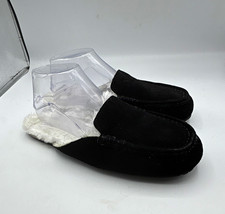 Women's Black Faux Suede Slip-On Slippers Faux Fur Lined Rubber Sole Size 9