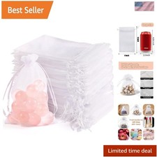 100pcs Organza Bags for Small Gift 4x6 Inch, Premium Mesh Bags Drawstring Candy