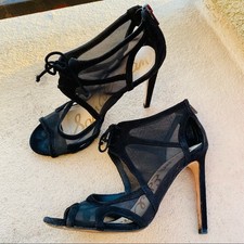 SAM EDELMAN Mesh Suede Tie Heels