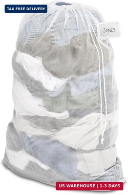 Whitmor Mesh Laundry Bag w/ID Tag White