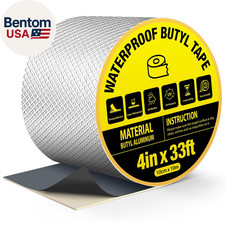 Butyl Waterproof Tape 4" X 33 Ft, All Weather Self-Adhesive Leakproof Aluminum F