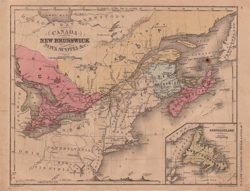 1877 FRANCIS MCNALLY SYSTEM OF GEOGRAPHY ATLAS-MAP OF NEW BRUNSWICK, NOVA SCOTIA