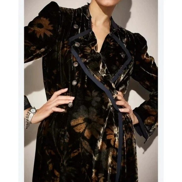 🆕️ Chaqueta Larga Plumero Manga Abullonada Terciopelo Avellana Free People Capricho Medio Foto 3 de 4