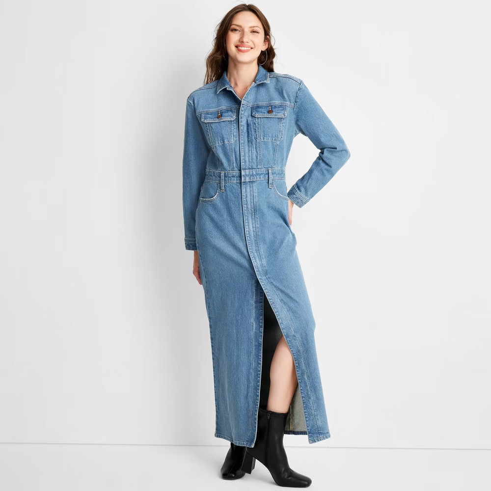 ミストレアス Denim Amerian Sleeve Long Dress ミストレアス Denim Amerian Sleeve Long Dress