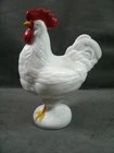 Vtg WESTMORELAND Milk Glass Standing Rooster Covered Dish - 9" Painted Features