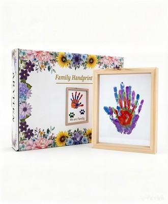 Hand Casting Kit for Family   DIY Hand Mold Kit with Natural Wood Frame, Non-...