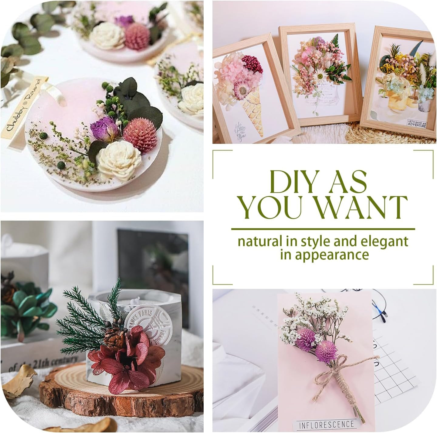 Mini Dried Flower Bouquet, Wildflower Decor, 13 PCS for Crafts or Photo Props