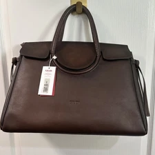 Giudi Berkin Inspired NWT Italian Leather Brown  Work Tote Purse. Rare In US
