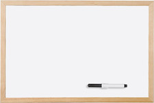 Lavagna Bianca Cancellabile a Secco Con Cornice in Legno E Pennarello 40 X 30 Cm
