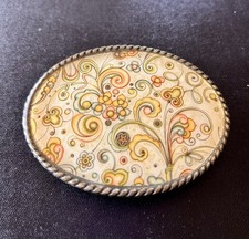 Western Floral Belt Buckle Cowgirl Ivan China Vintage 60s Look