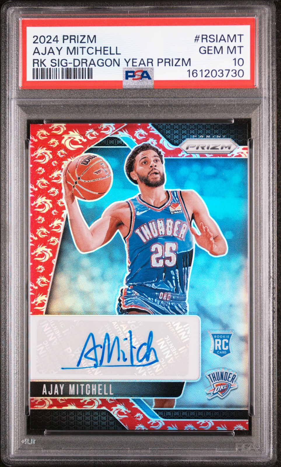 2024 PANINI PRIZM ROOKIE SIG DRAGON YEAR PRIZM AJAY MITCHELL RC PSA 10 AUTO view 1