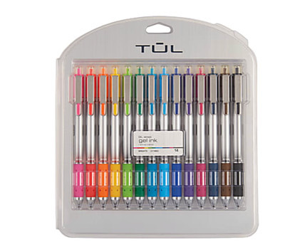 TUL  GL Series Retractable Gel Pens   0.7mm Medium Point   Silver Barrel   14 Pa