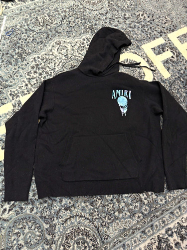 AMIRI Black Graphic Logo Pullover Hoodie w/ Kangaroo Pocket Men's Size M