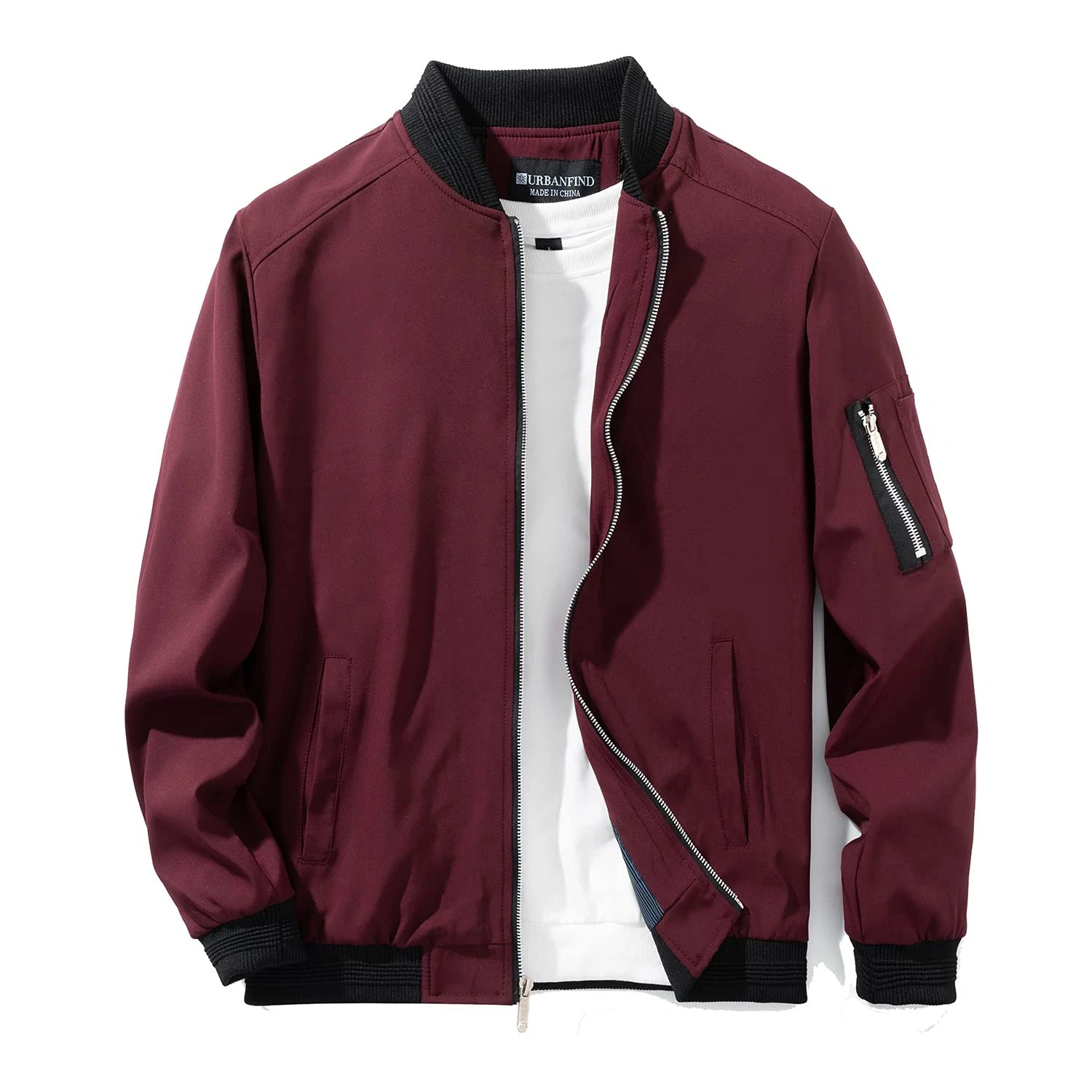 Men's Slim Fit Lightweight Sportswear Jacket Casual Bomber Jacket S Red