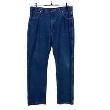 Wrangler Jeans Mens Measures 36x31 Tag 36x32 Blue Denim Straight Leg Cowboy Cut